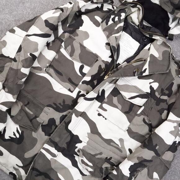 Rothco Ultra Force Urban Camouflage Snow Small Long Sleeve Zip Snap Hood Jacket - Picture 11 of 13